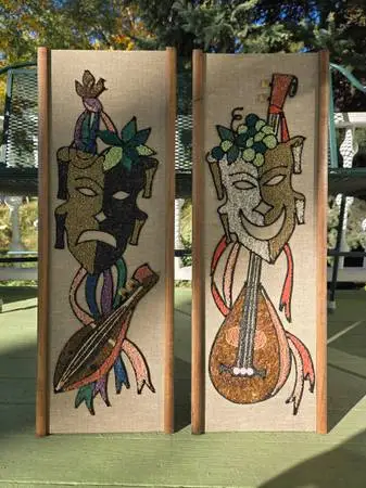 Mid Century Modern Gravel Art Comedy and Tragedy