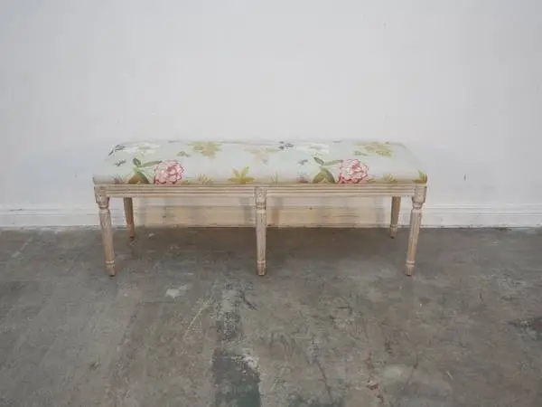 Embroidered Flower Bench w/ Light Wood Frame $299.00 This embroidered