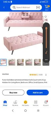 2 seat sofa bed w-coffee drop table PINK