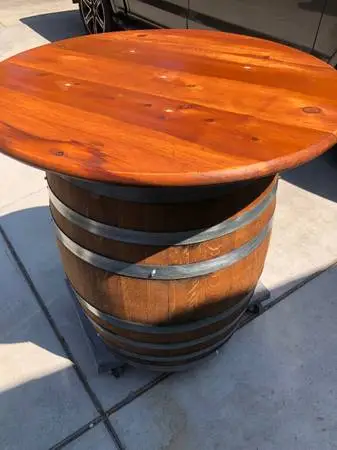 Wine barrel table