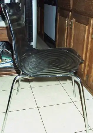 VINTAGE style PLASTIC CHAIR Onyx See Through Chrome Base Parts Repair