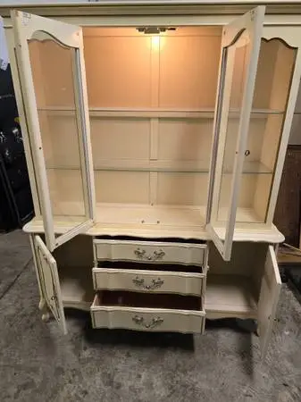 Off White Cabinet with Glass Doors - Very Nice