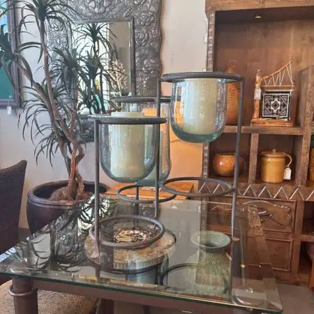 3 Candle Hurricane Lamp- 16X15X16.5H