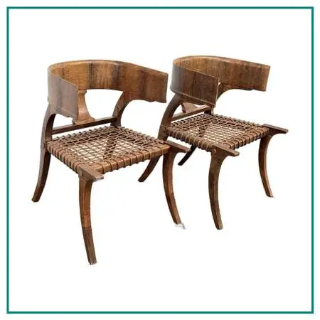 Lizard Wrapped Klismos Chairs, Pair