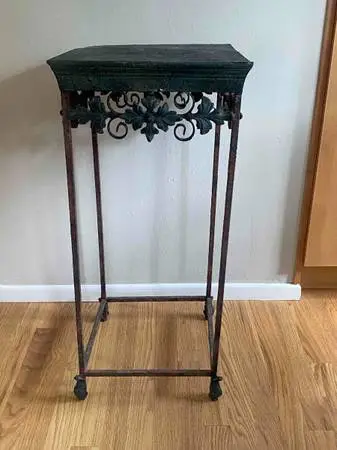 Vintage Rustic Wrought Iron Tall End Table/Nightstand/Plant Stand