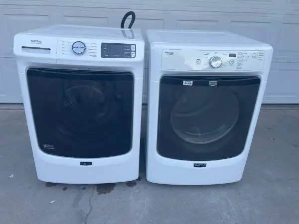Matching white maytag washer and gas dryer