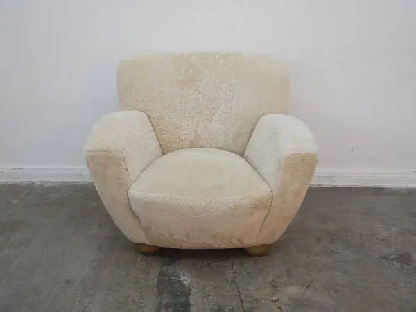 Amber Interiors Lewis Armchair in Camel Shearling