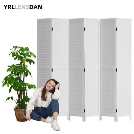 Room Divider and Folding Privacy Screen, White 6 Panels