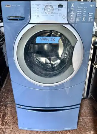 Kenmore Elite 27 Inch Blue Front Load Washer Machine, Pedestal Blue