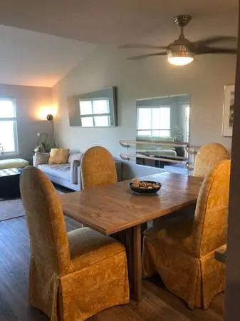 Vintage Walnut Dining Set - Solid Wood Table + 4 Upholstered Chairs
