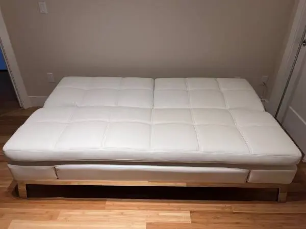 Folding Couch/Bed in White Leather