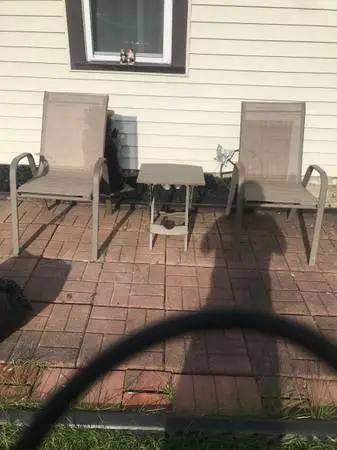 2 Patio Armchairs & Outdoor Stand