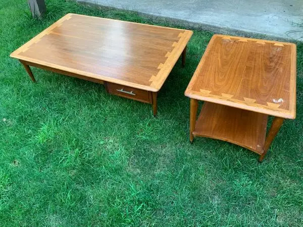 Mid century modern Lane coffee table and end table