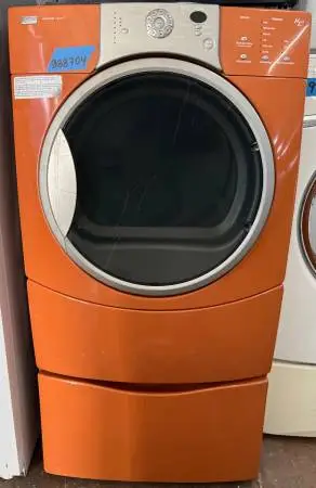 Kenmore Elite HE4 Front Load Electric Dryer Machine , Orange Pedestal