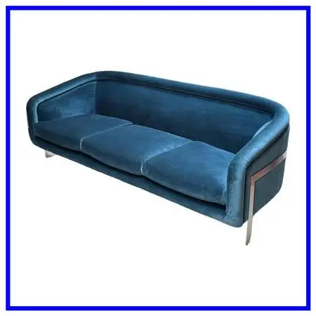 Jonathan Adler Bacharach Velvet Sofa, Peacock Blue