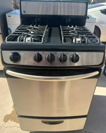 Stainless Steel  GE 24 in. 2.9cu Freestanding Double Oven Gas Range Stove