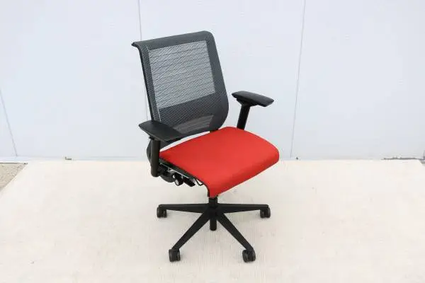 Steelcase Think Ergonomic Executive Desk Chair in Mesh and Red Fabric