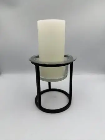 Small Iron Hurricane Lamp W/ Candle- 6X6X10.5