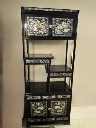 Korean Black Lacquer Mother of Pearl cabinet/shelf