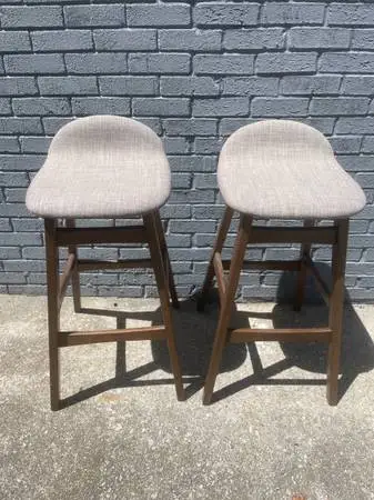 Pair of modern grey wood barstools