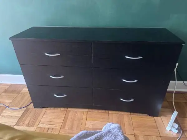 53” Modern black 6-drawer dresser Horizontal style used