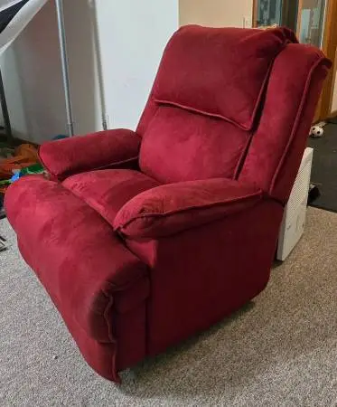 Large red Super Comfy power recliner with heat and massage