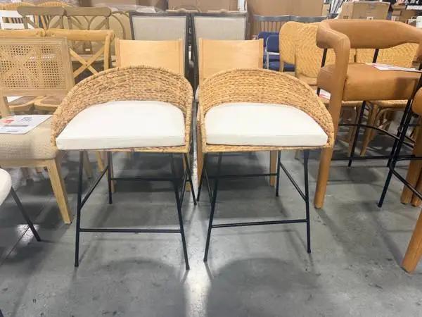 24 Landis Wicker Counter Height Barstool White/Black (Set Of 2)