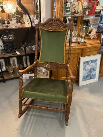 VTG Green Upholstered Rocking Chair
