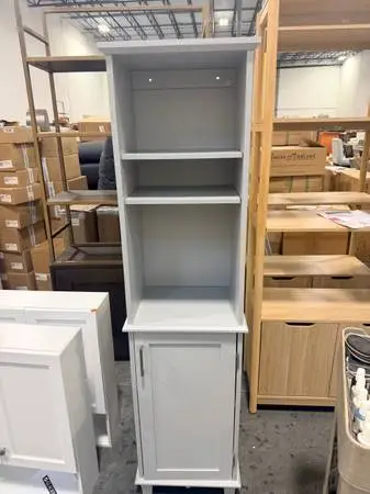 Glacier Bay 62 Shaker Style Linen Storage Cabinet In Dove Gray