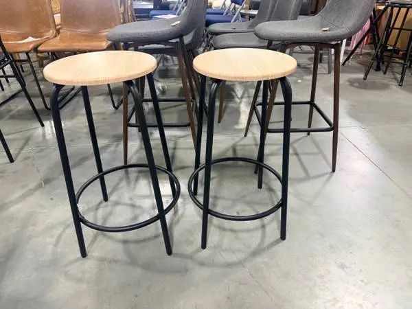 24 Wood Metal Base Backless Counter Height Barstool Stool (Set Of 2)