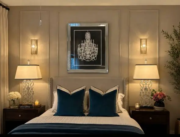 39x32 Stunning Large Chandelier Mirrored Wall Art like new