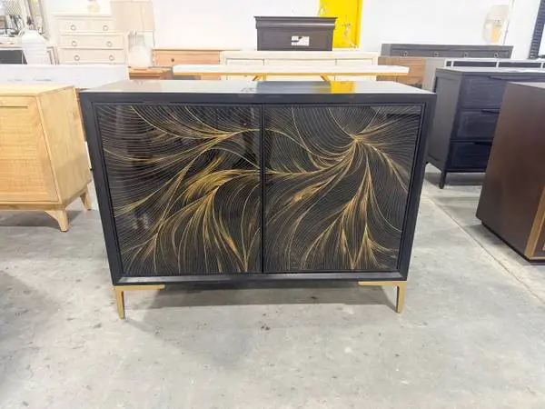 Hooker Furniture Melange Willow 46 Hall Chest Cabinet Black And Gold