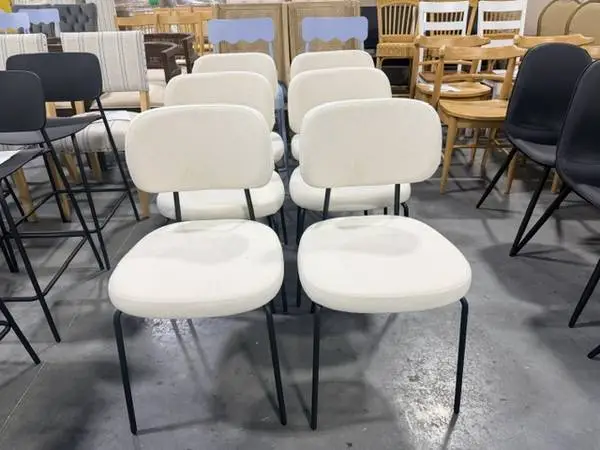 Cream Boucle Upholstered with Metal Base Dining Chair (Set Of 6)