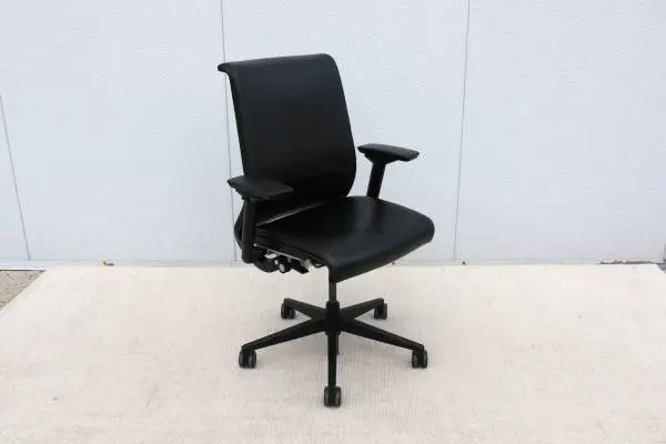 Steelcase Think Ergonomic Executive Desk Chair in Black Leather