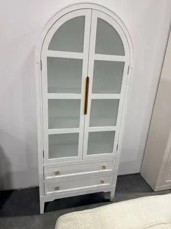 Kaoloupin Simple Solid Wood Arched bookshelf Accent Cabinet White