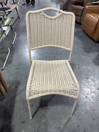 Monochromatic Rope Armless Outdoor Dining Stack Chair Beige