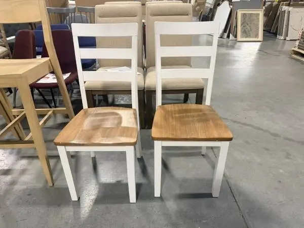 Madrid Ladderback Chairs White Hardwood Frame (Set Of 2) Brand New