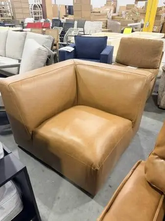 WyndenHall Biggs Corner Module Caramel Brown Genuine Leather Chair