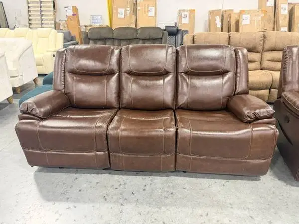 Elegant 81.89 Overstuff Manual Premium Genuine Leather Recliner Sofa