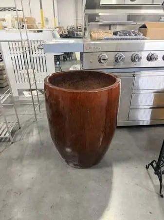 Emissary Large 28 in. Tropical Red Ceramic Tall Planter Vase Gardening