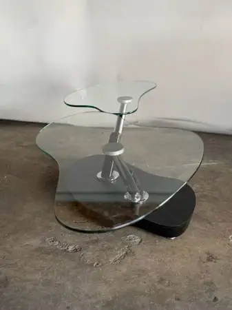 Vintage Postmodern Swivel Glass Coffee Table