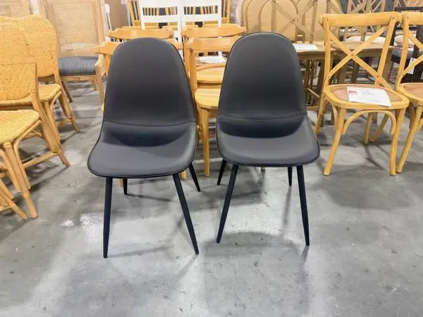 Copley Faux Leather Midnight Black Barrel Dining Chairs (Set Of 2)