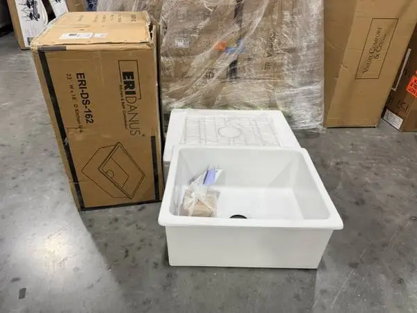 Eridanus Oslo 24 Undermount Single Bowl White Ceramic Kitchen Sink