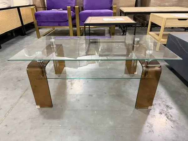 Lirago 39 Brown Colored Rectangle Glass Coffee Table Brand New
