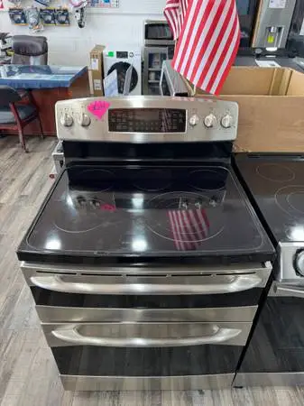 GE Profile 30”W Stainless Steel Freestanding Glasstop Electric Range