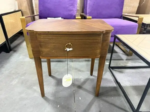 Studio McGee Nephi One Drawer Side Table Night Stand Walnut Brown