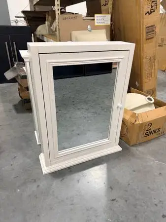 Fremont 24x30 White Rectangular Wood Framed Medicine Cabinet Mirror