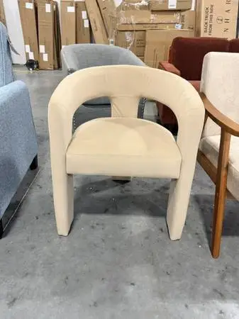 Modern Khaki Velvet Upholstered Barrel Dining Accent Chair Brand New