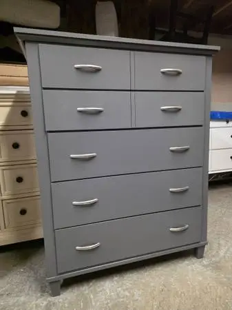Modern Gray 5 Drawer Tallboy Dresser