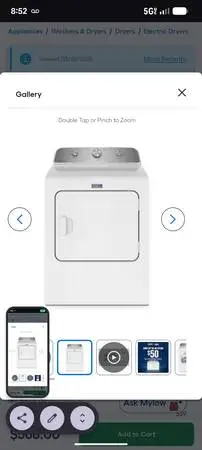 Maytag Wrinkle Prevent Extra Large Vented Electric Dryer ( White )